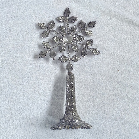 Silver Beaded Tree Topper - Picture 2 of 3